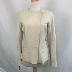 Theory NWT cream leather jacket
